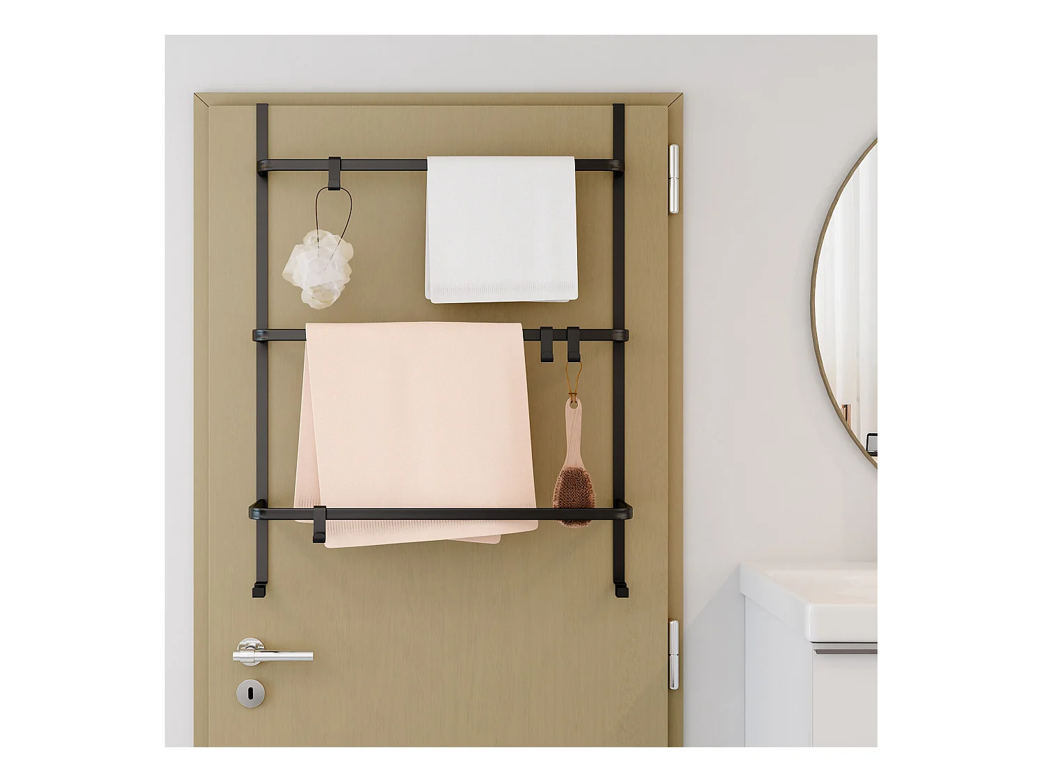 Porte-serviettes - Métal - 66 x 20 x 87cm - Noir - Lenexa