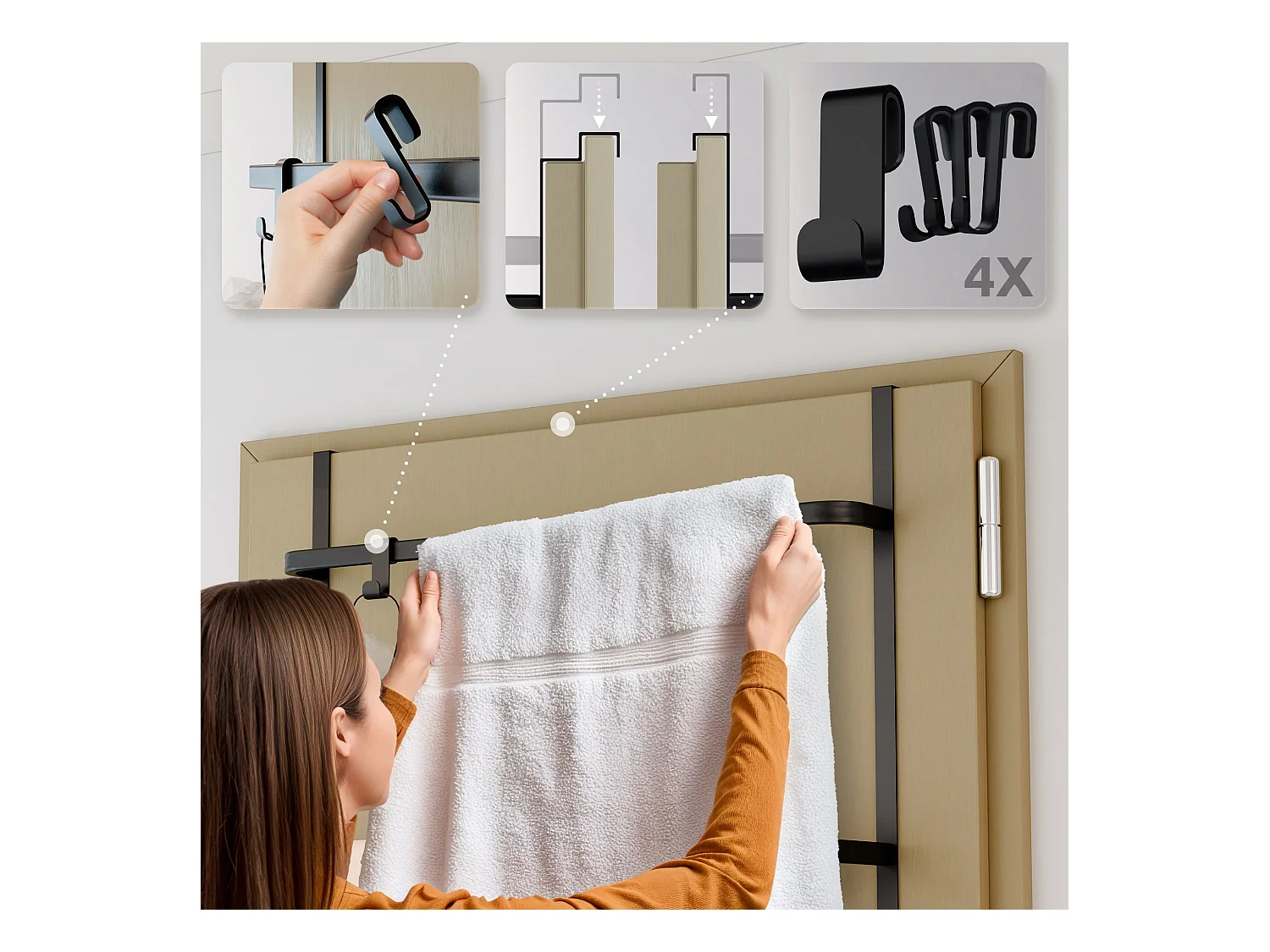 Porte-serviettes - Métal - 66 x 20 x 87cm - Noir - Lenexa