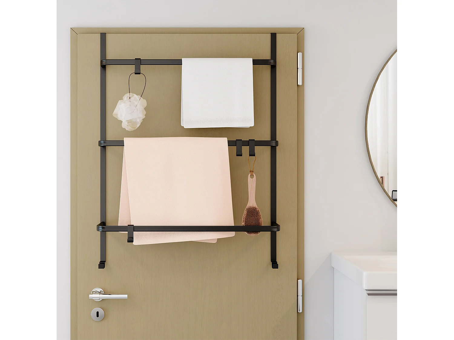 Porte-serviettes - Métal - 66 x 20 x 87cm - Noir - Lenexa