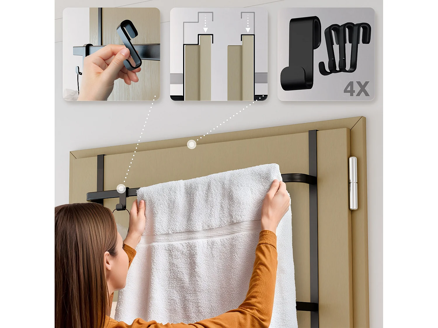 Porte-serviettes - Métal - 66 x 20 x 87cm - Noir - Lenexa