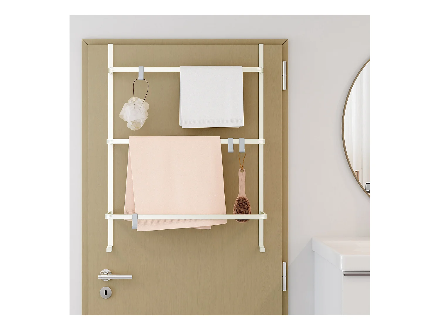 Porte-serviettes - Métal - 66 x 20 x 87cm - Blanc - Lenexa