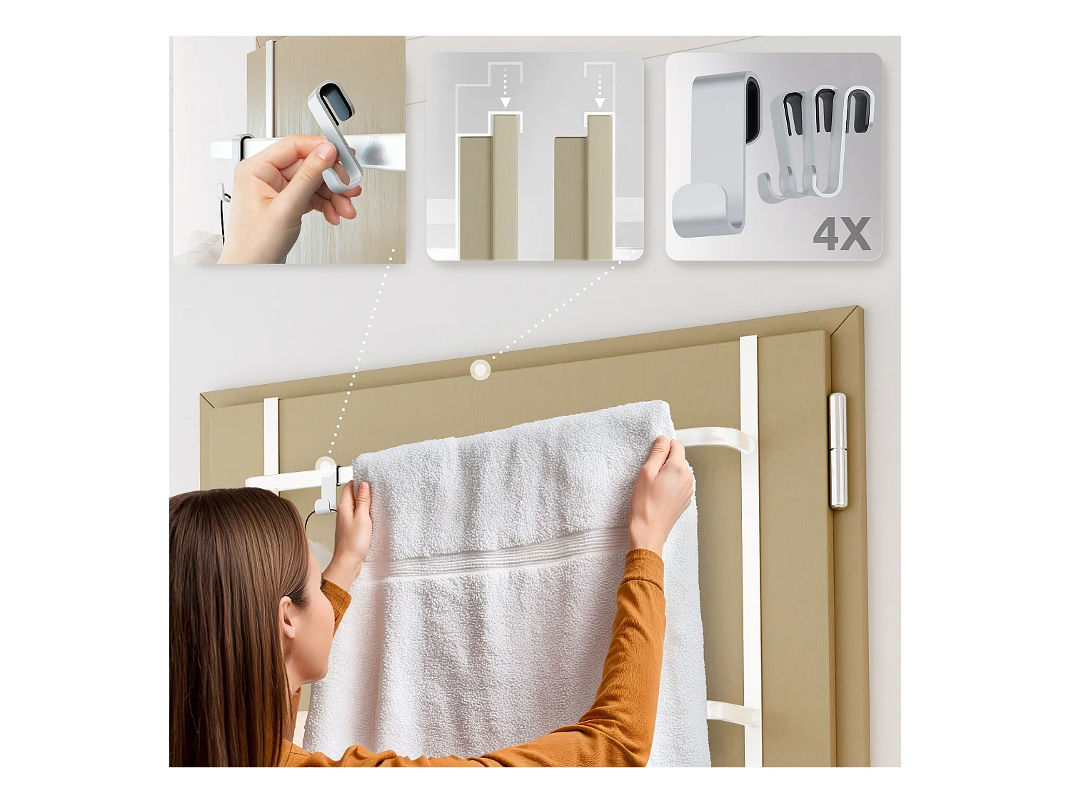 Porte-serviettes - Métal - 66 x 20 x 87cm - Blanc - Lenexa