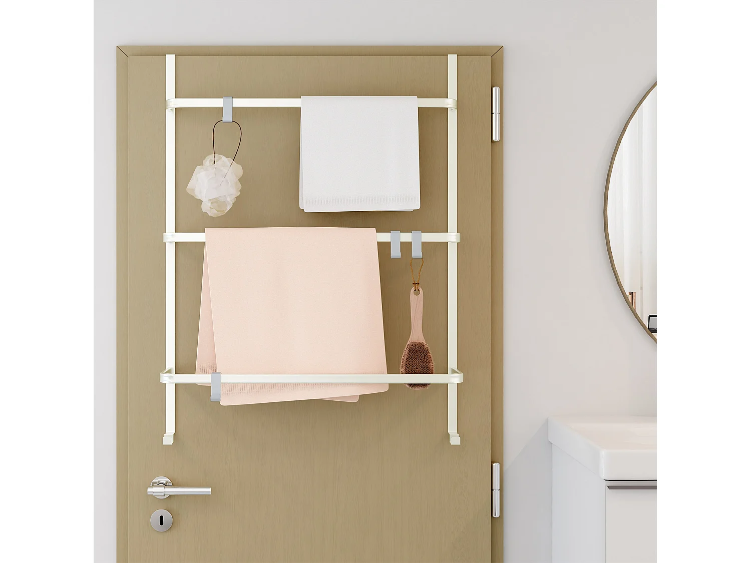 Porte-serviettes - Métal - 66 x 20 x 87cm - Blanc - Lenexa