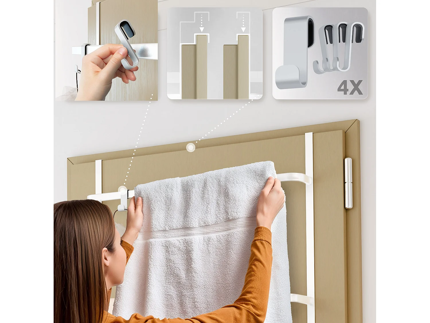 Porte-serviettes - Métal - 66 x 20 x 87cm - Blanc - Lenexa