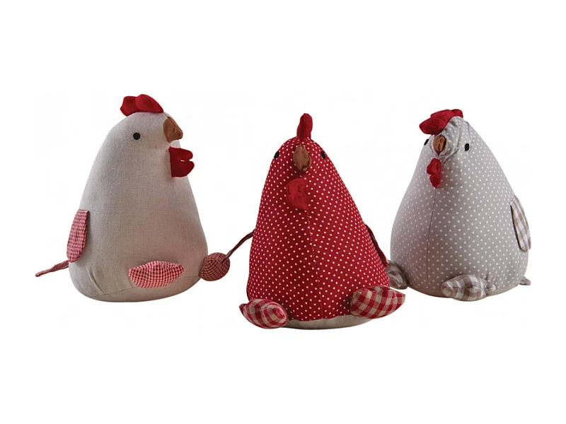 Cale-porte poule en coton et lin Lot de 3 - modèles assortis