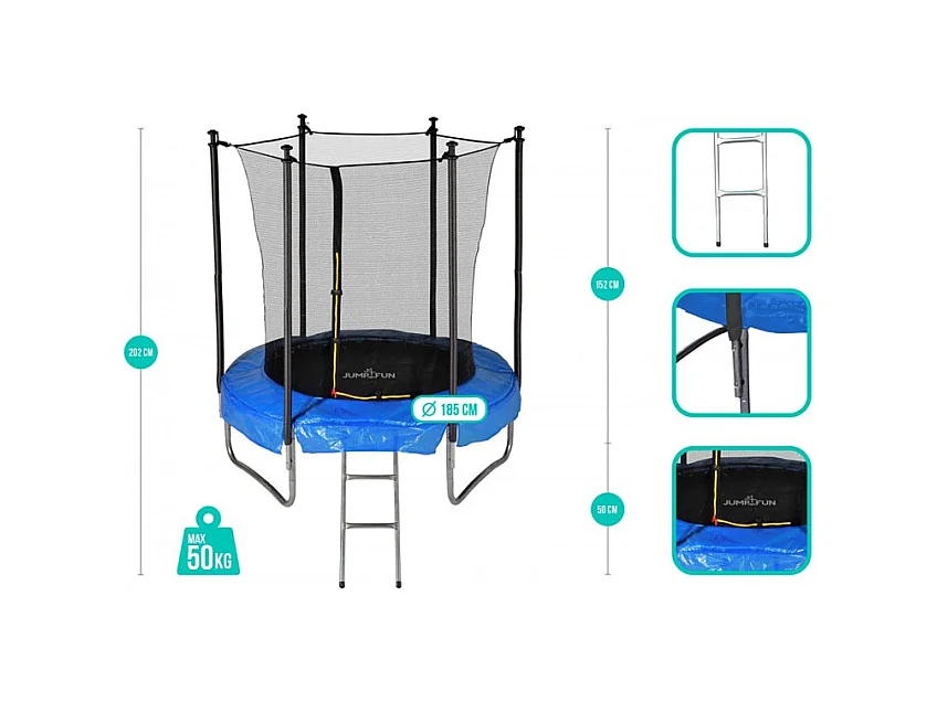 Trampoline Jump4Fun Classique 6FT -185cm - Bleu