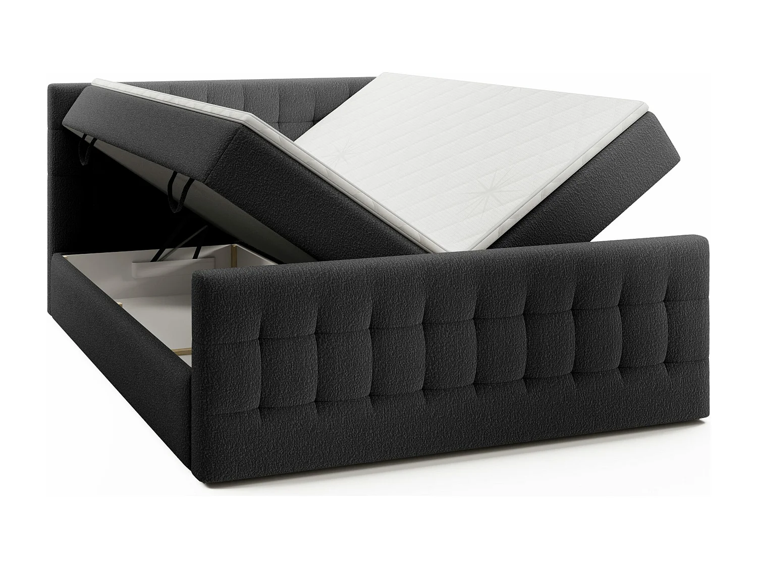 DOPPELBETT mit Topper Aviano Royal 180x200 cm, Schwarz