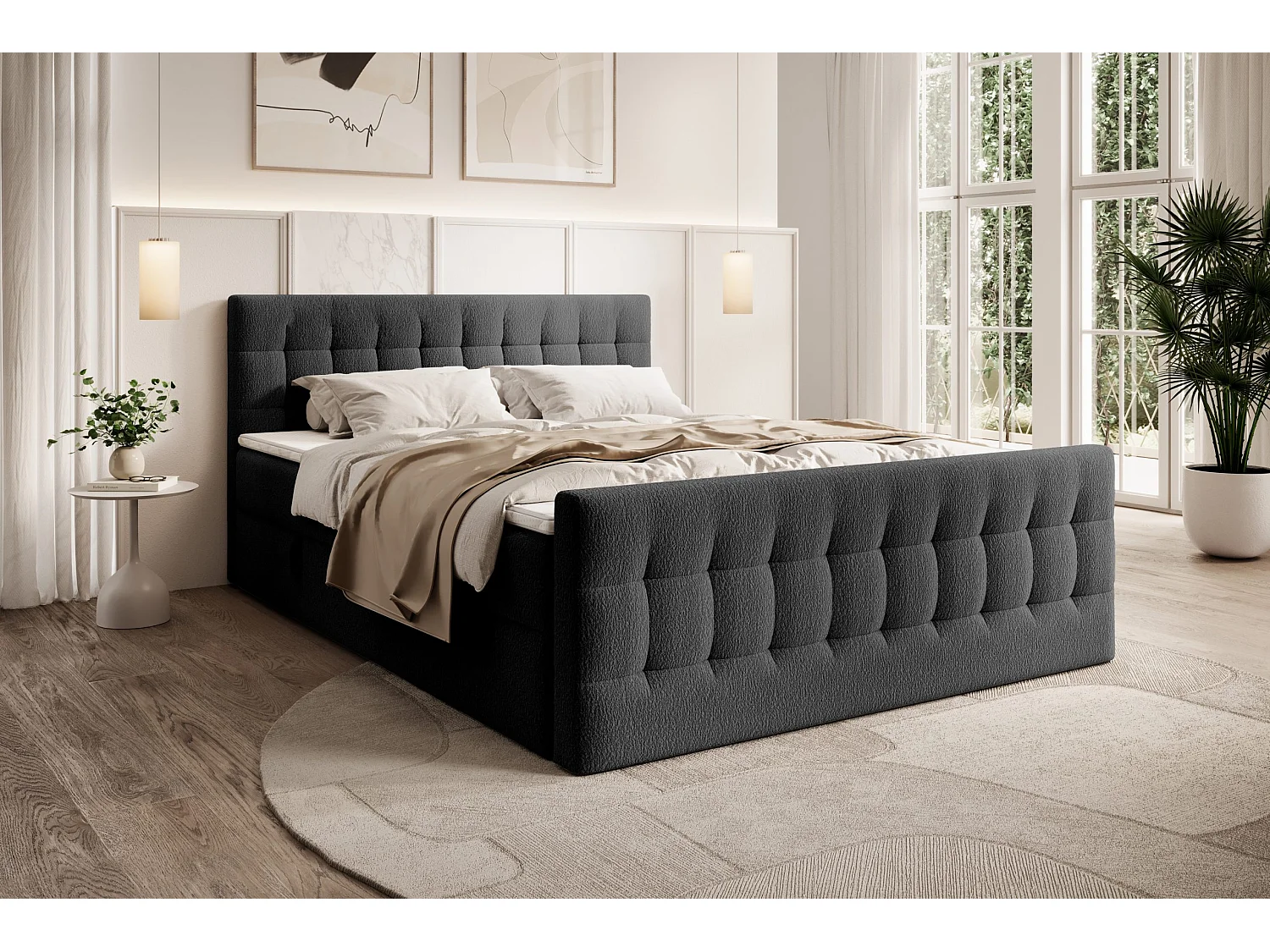 DOPPELBETT mit Topper Aviano Royal 180x200 cm, Schwarz