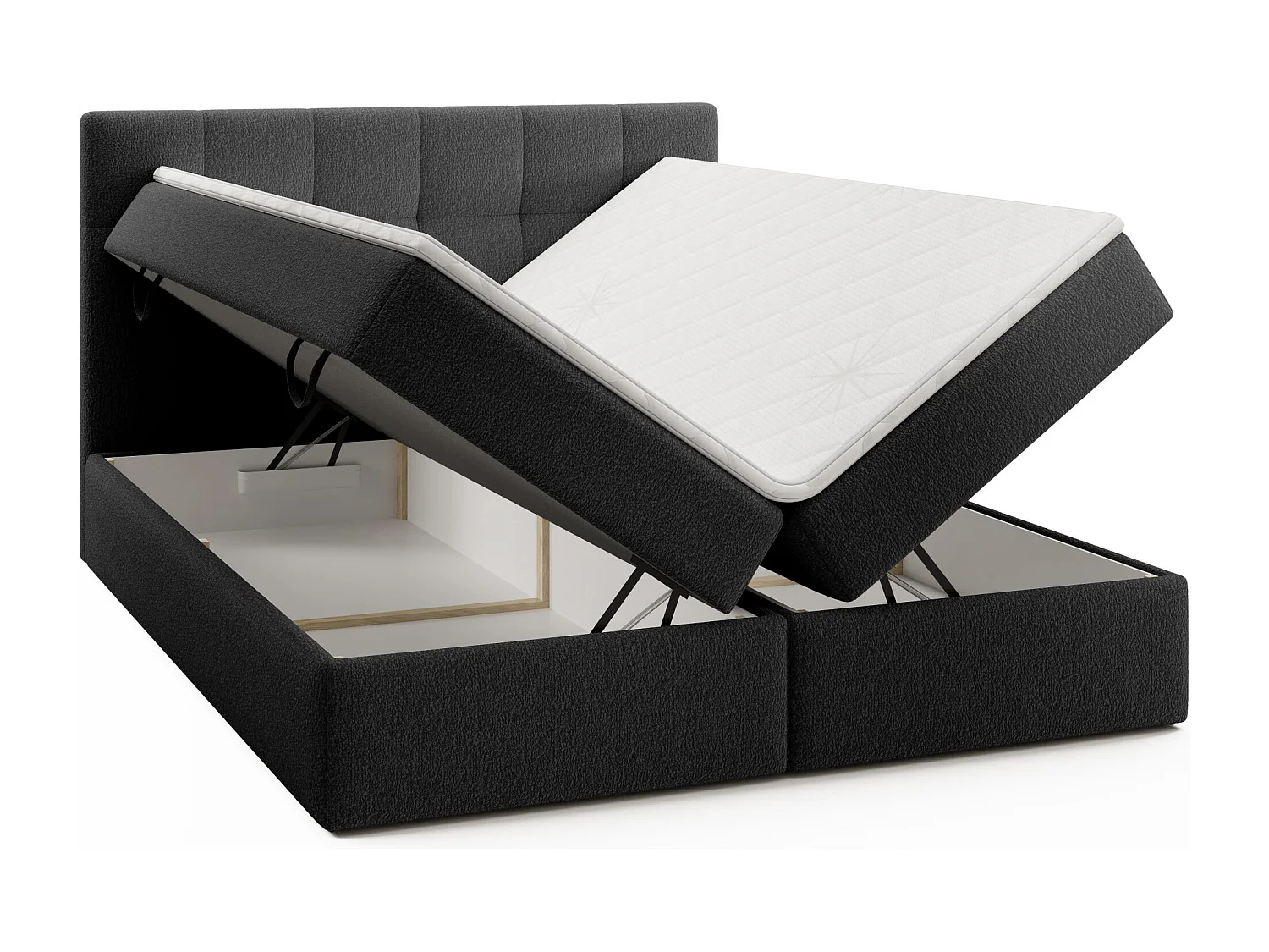 LIT DOUBLE avec surmatelas Cognet Royal 180x200 cm, noir