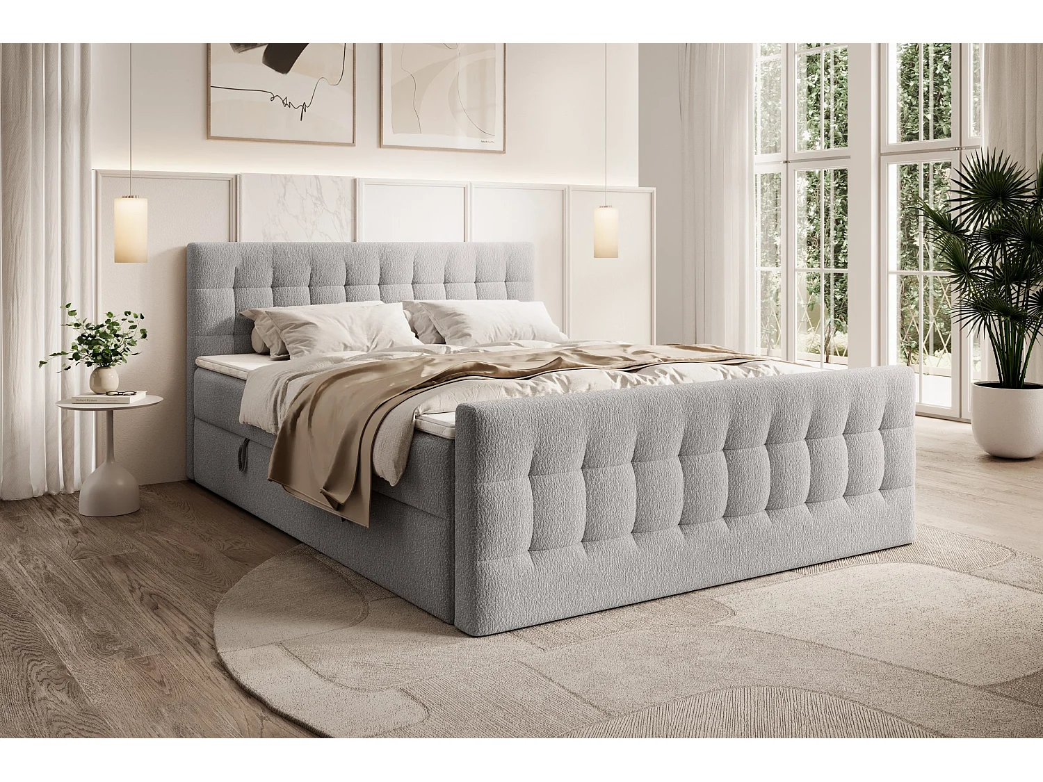 DOPPELBETT mit Topper Aviano Royal 160x200 cm, Hellgrau