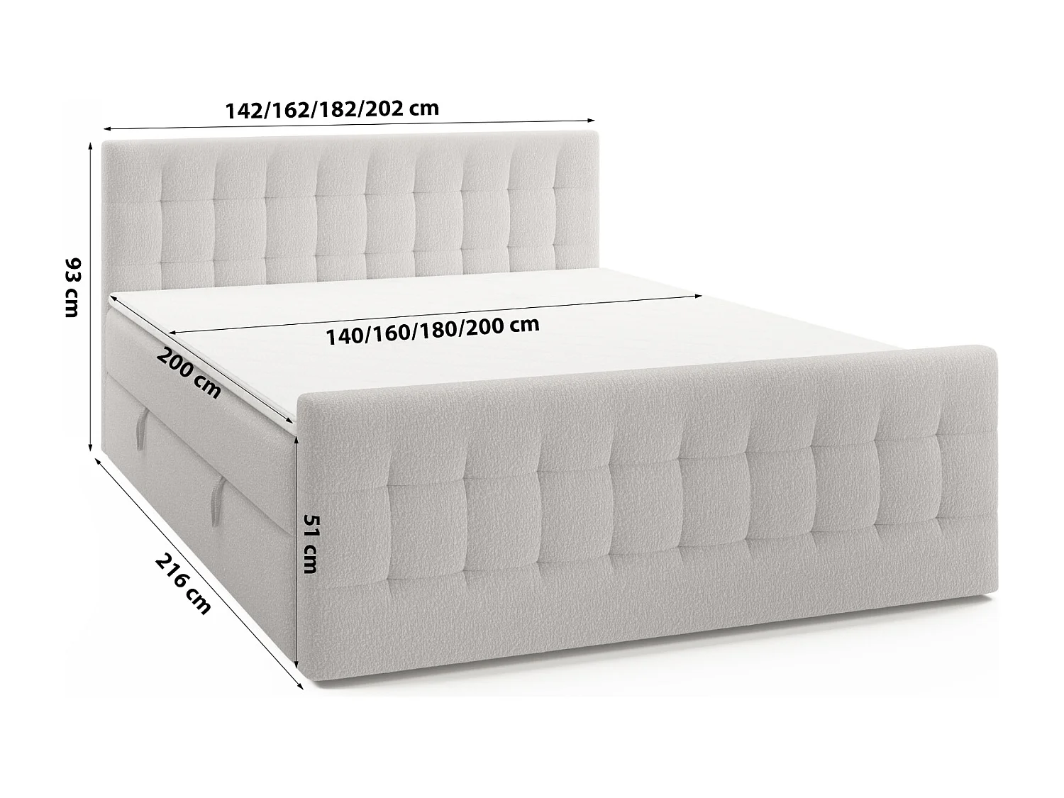 DOPPELBETT mit Topper Aviano Royal 160x200 cm, Hellgrau