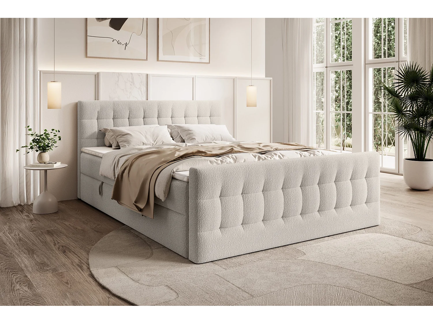 LIT DOUBLE avec surmatelas Aviano Royal 160x200 cm, crème
