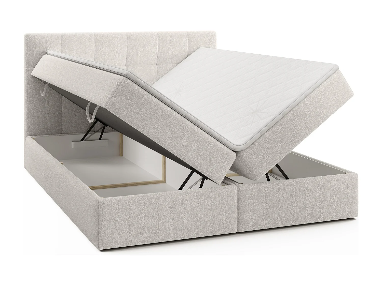 LIT DOUBLE avec surmatelas Cognet Royal 140x200 cm, crème