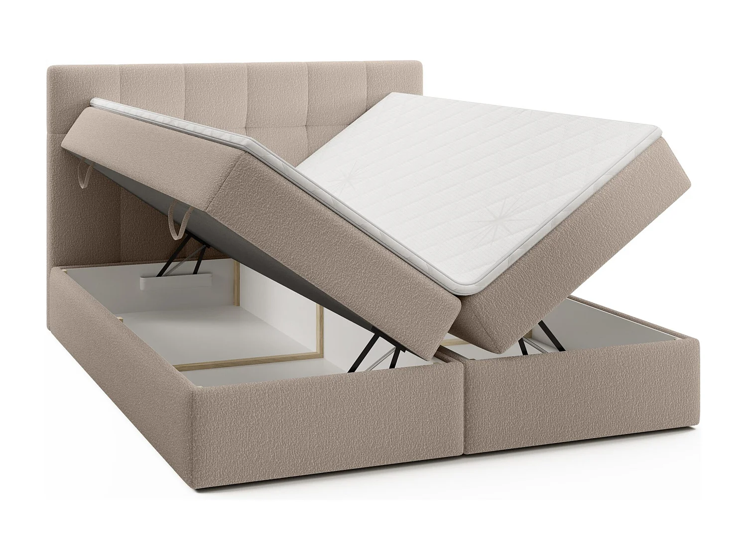 LIT DOUBLE avec surmatelas Cognet Royal 200x200 cm, beige