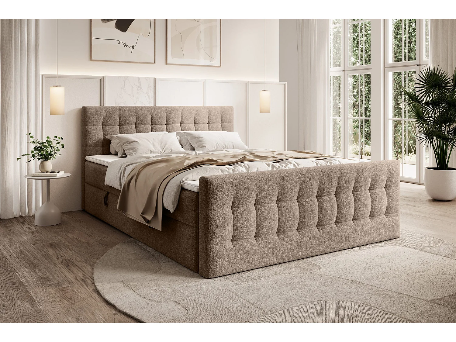 LIT DOUBLE avec surmatelas Aviano Royal 160x200 cm, brun