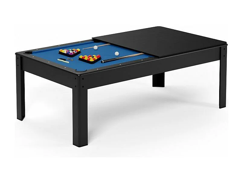 Billard Américain convertible table 4 places KITBILL 5FT - 183 x 102 x 78 cm Plateau dînatoire et accessoires inclus - Noir