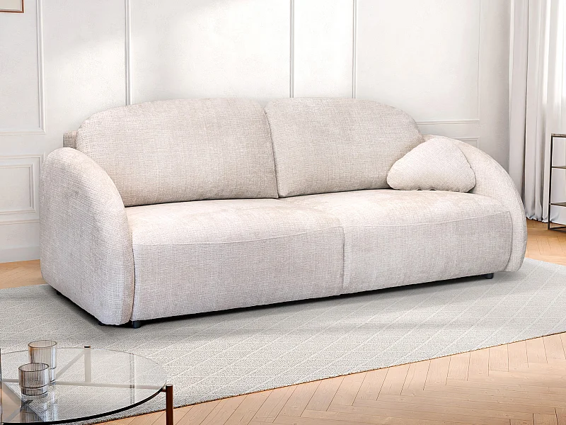 3-zits slaapbank in beige chenille stof - AVOLINE