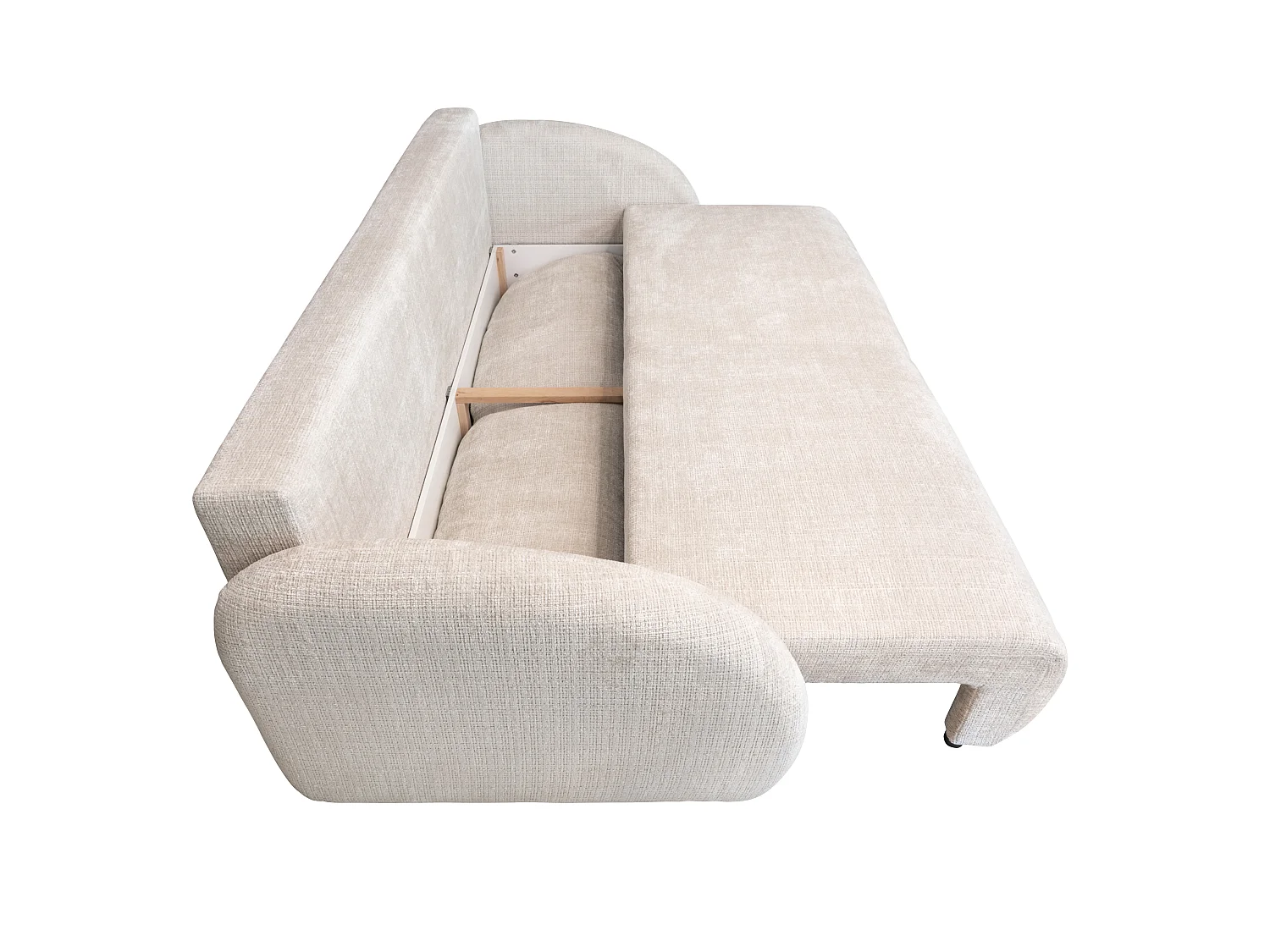 Canapé 3 places convertible en tissu chenille beige AVOLINE