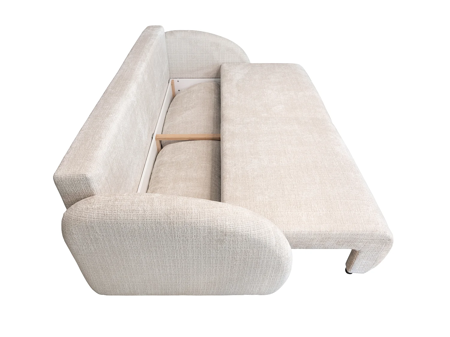 Canapé 3 places convertible en tissu chenille beige AVOLINE