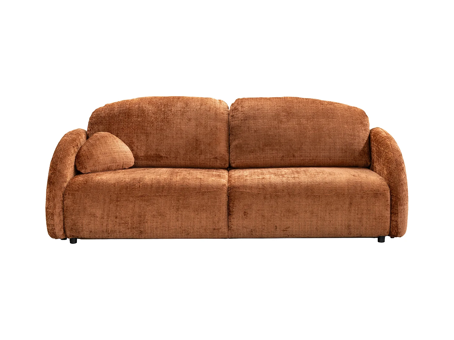 Canapé 3 places convertible en tissu chenille terracotta AVOLINE