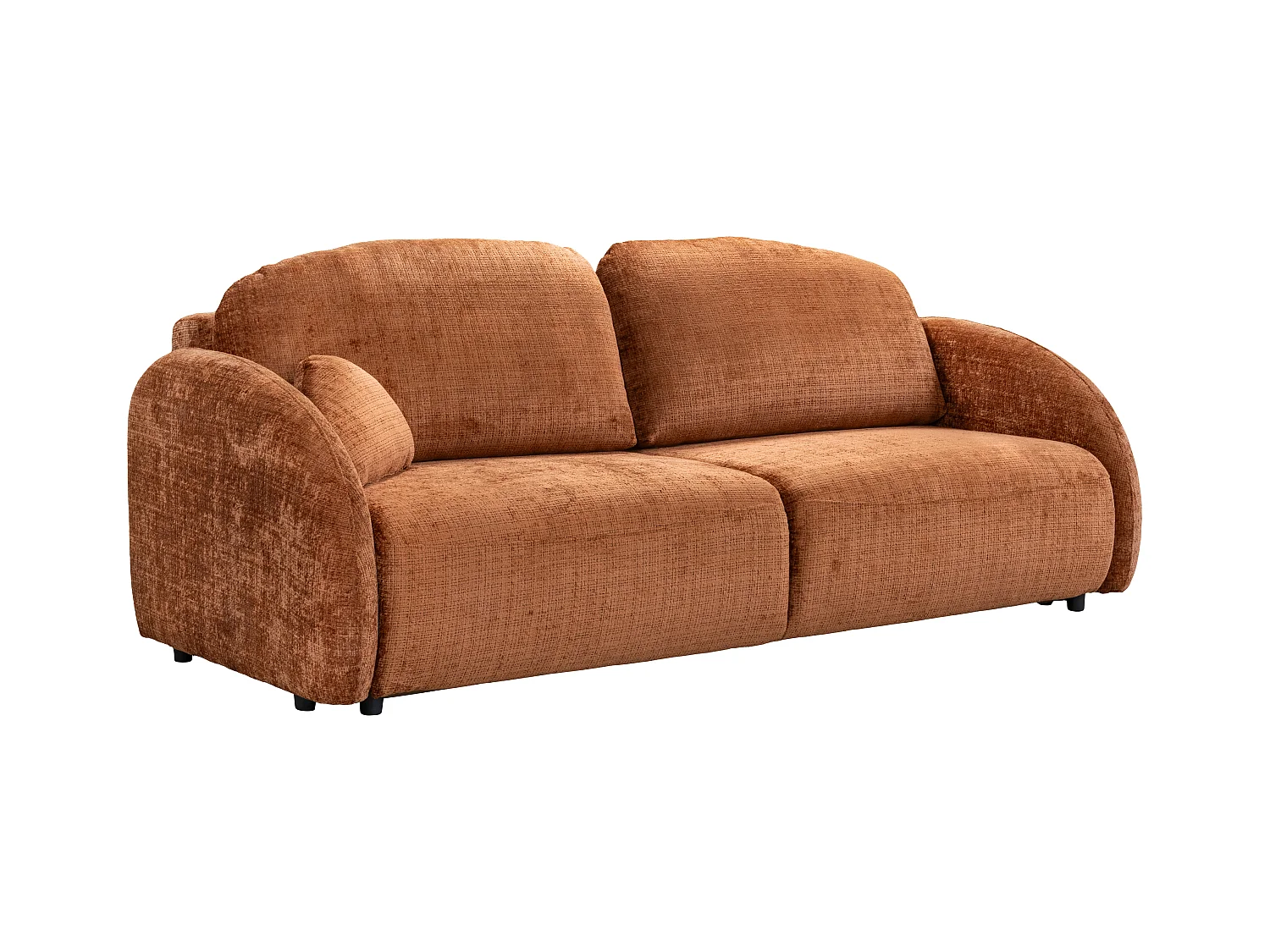 Canapé 3 places convertible en tissu chenille terracotta AVOLINE