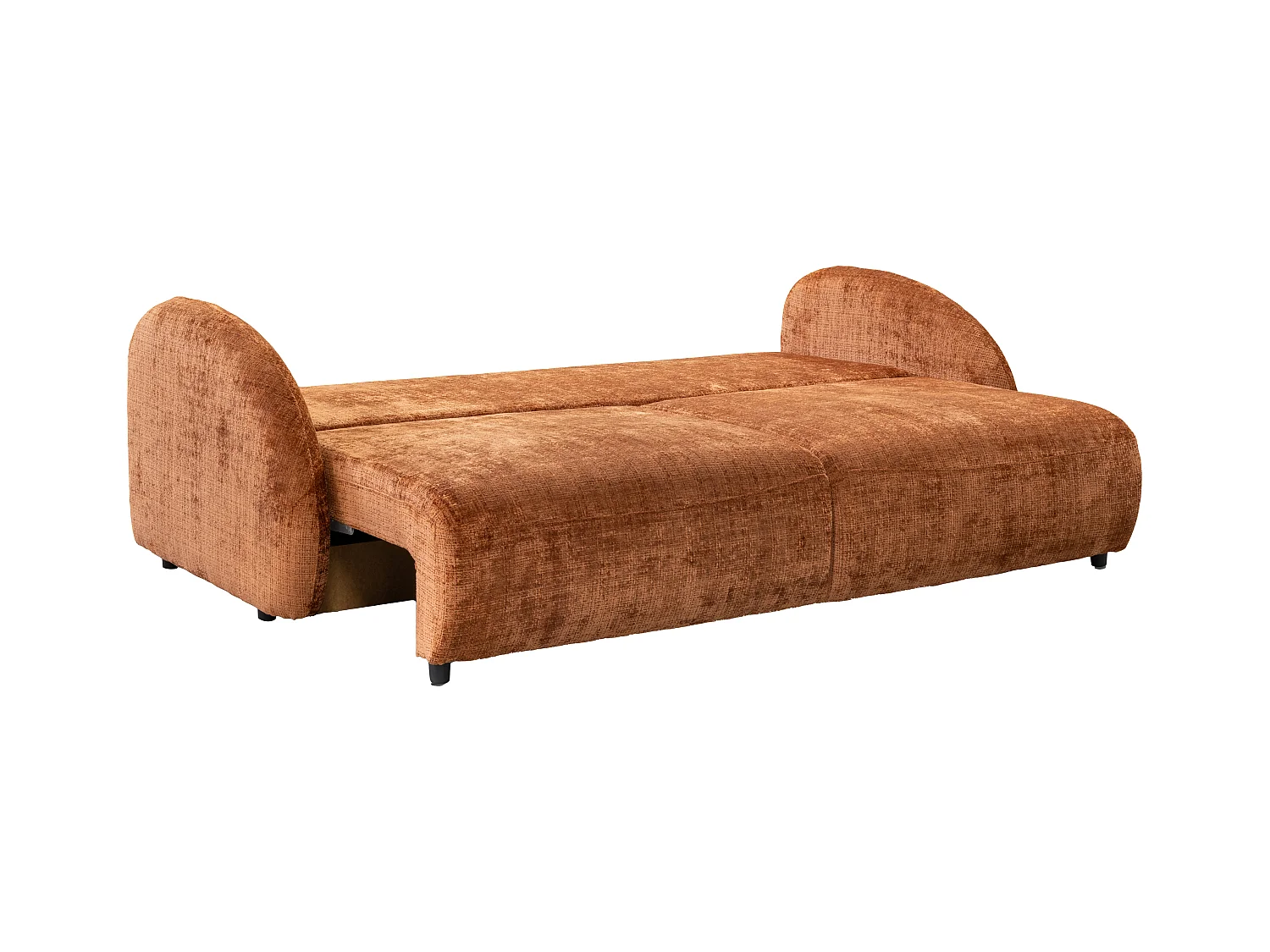 Canapé 3 places convertible en tissu chenille terracotta AVOLINE