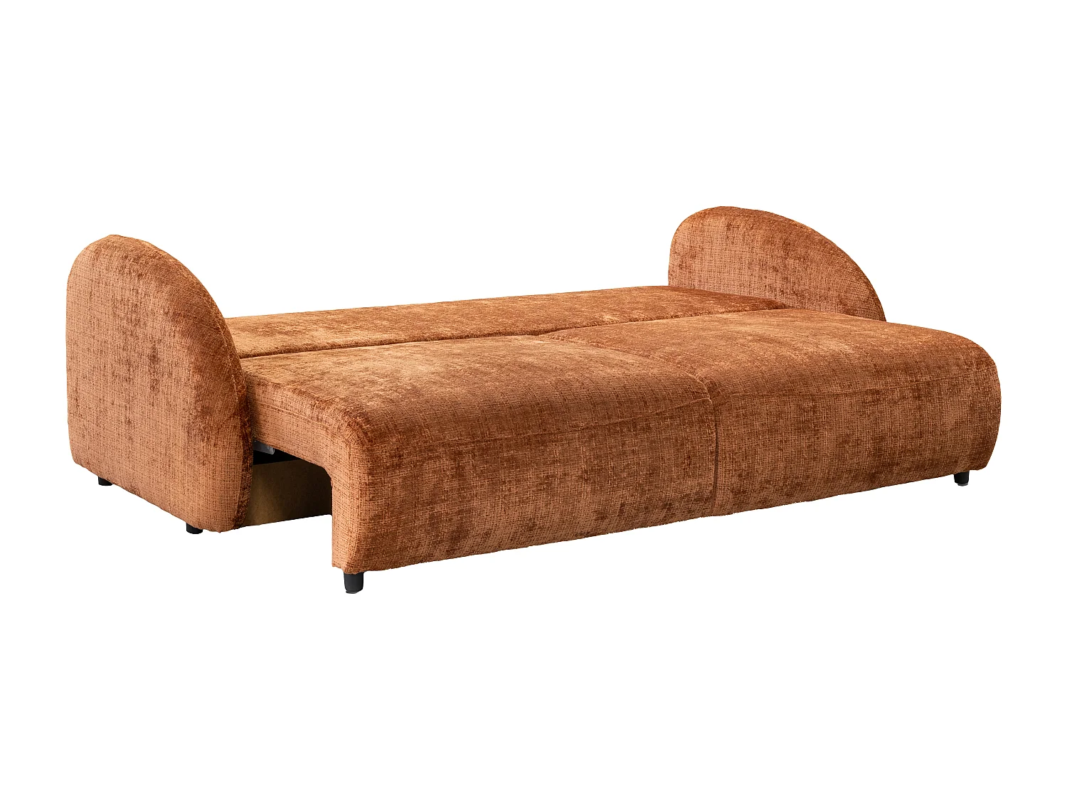 Canapé 3 places convertible en tissu chenille terracotta AVOLINE