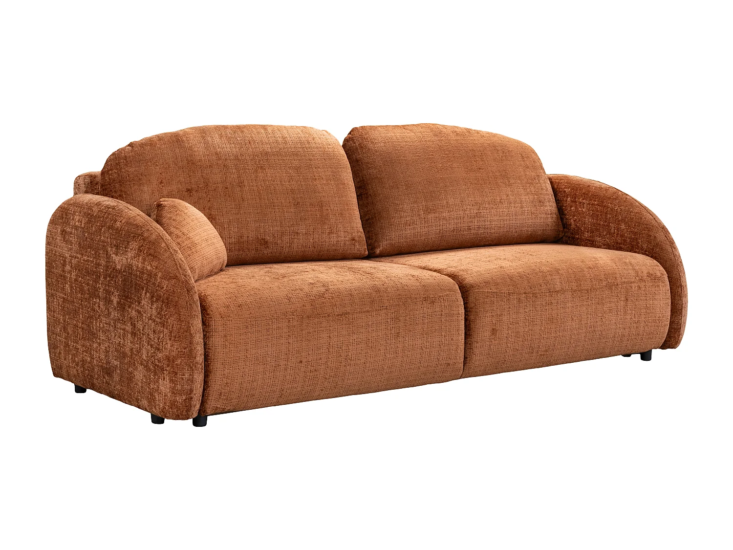 Canapé 3 places convertible en tissu chenille terracotta AVOLINE