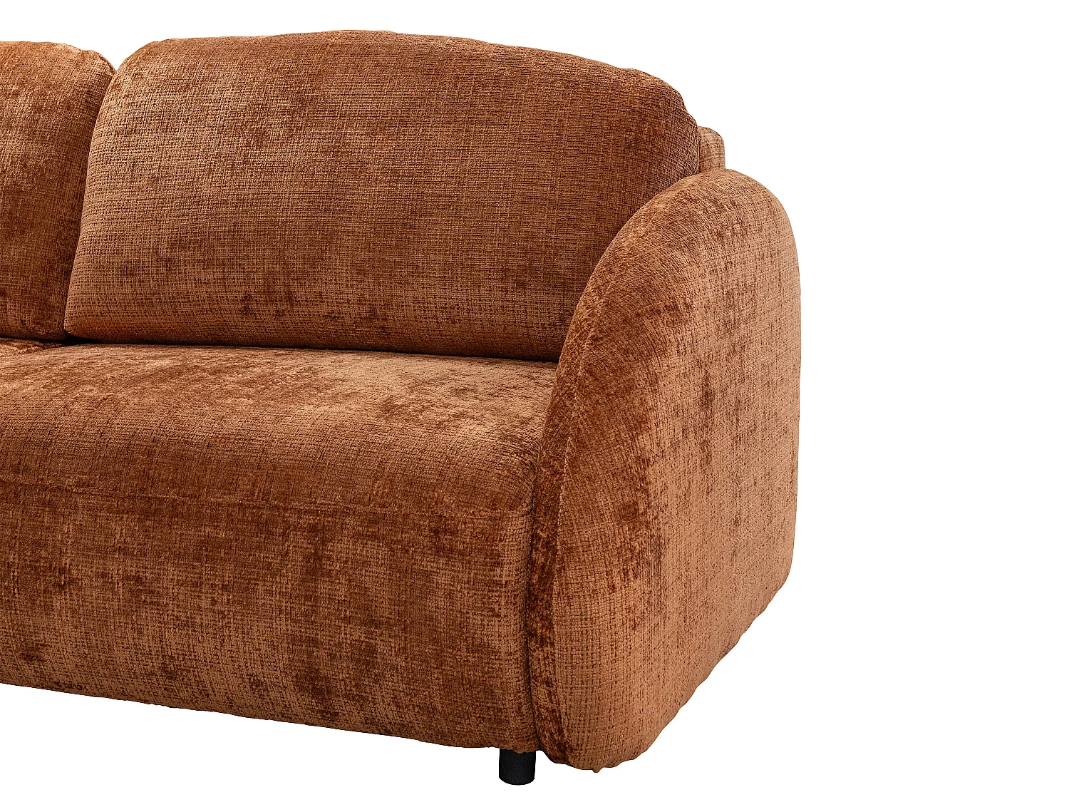 Canapé 3 places convertible en tissu chenille terracotta AVOLINE