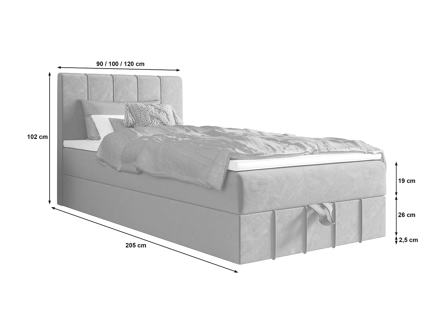 Boxspringbett BAHAMA 90x200 Monolith 37