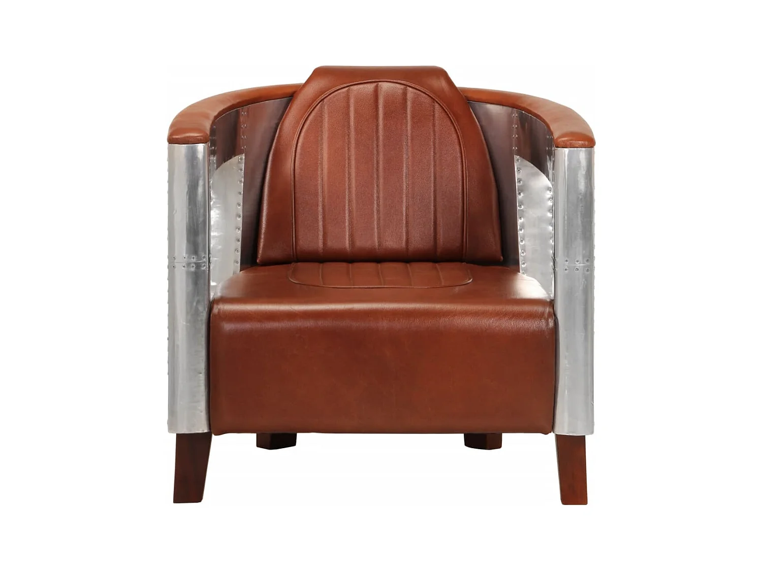 Poltrona aviador em couro genuíno castanho