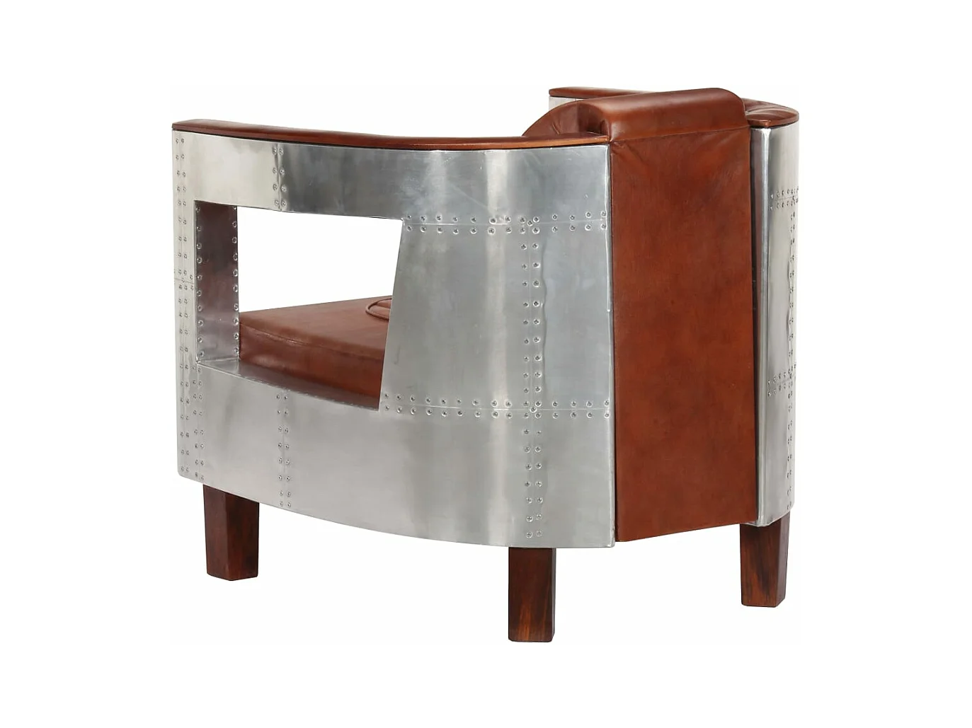 Poltrona aviador em couro genuíno castanho