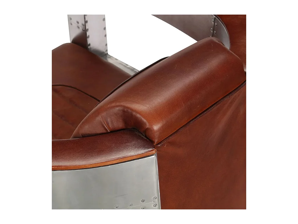 Poltrona aviador em couro genuíno castanho