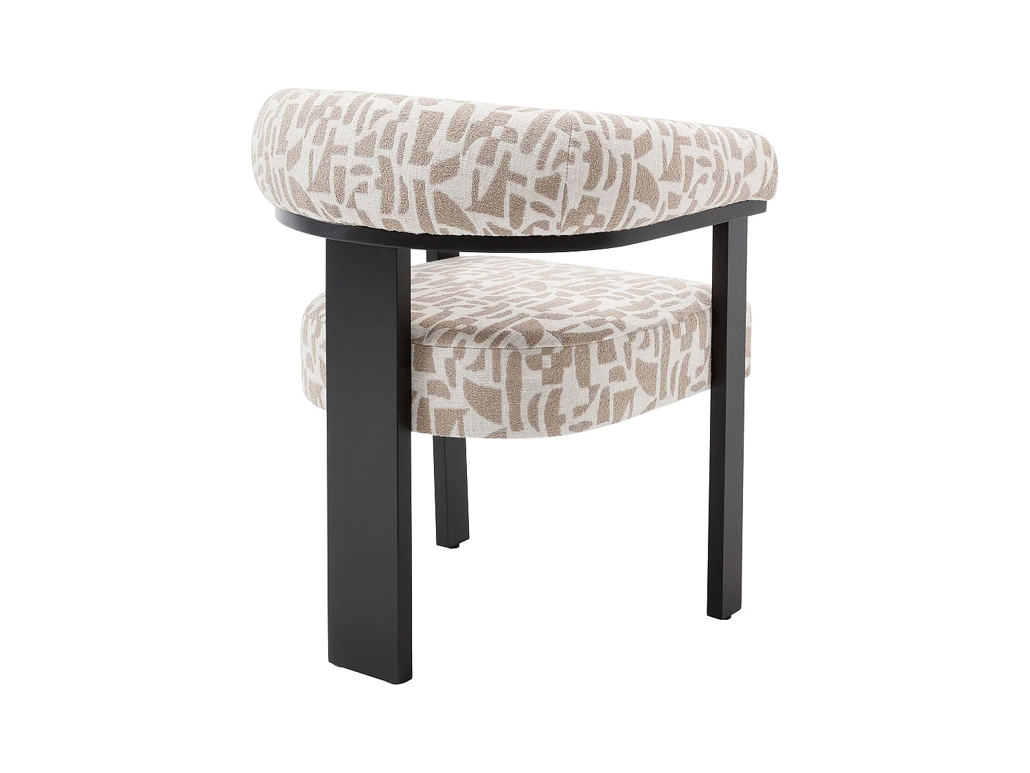 Chaise avec accoudoirs en tissu texturé bicolore et bois d'hévéa noir - Crème et taupe - LIVELIA de Pascal Morabito