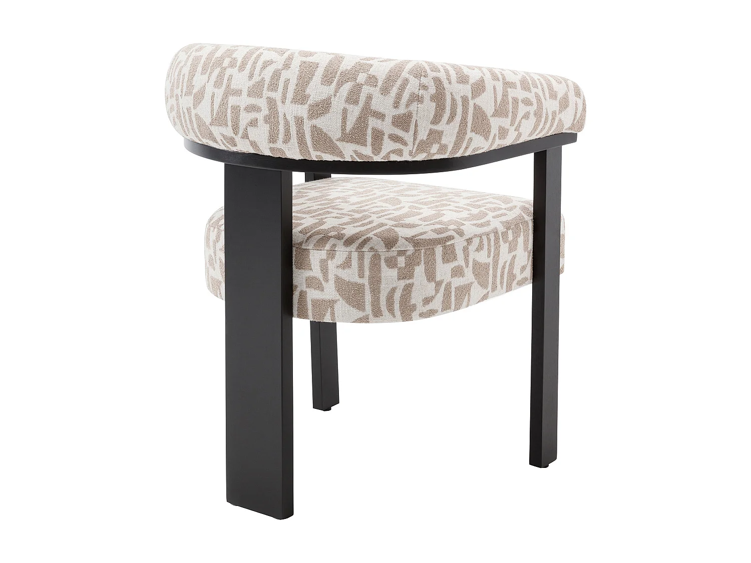 Chaise avec accoudoirs en tissu texturé bicolore et bois d'hévéa noir - Crème et taupe - LIVELIA de Pascal Morabito