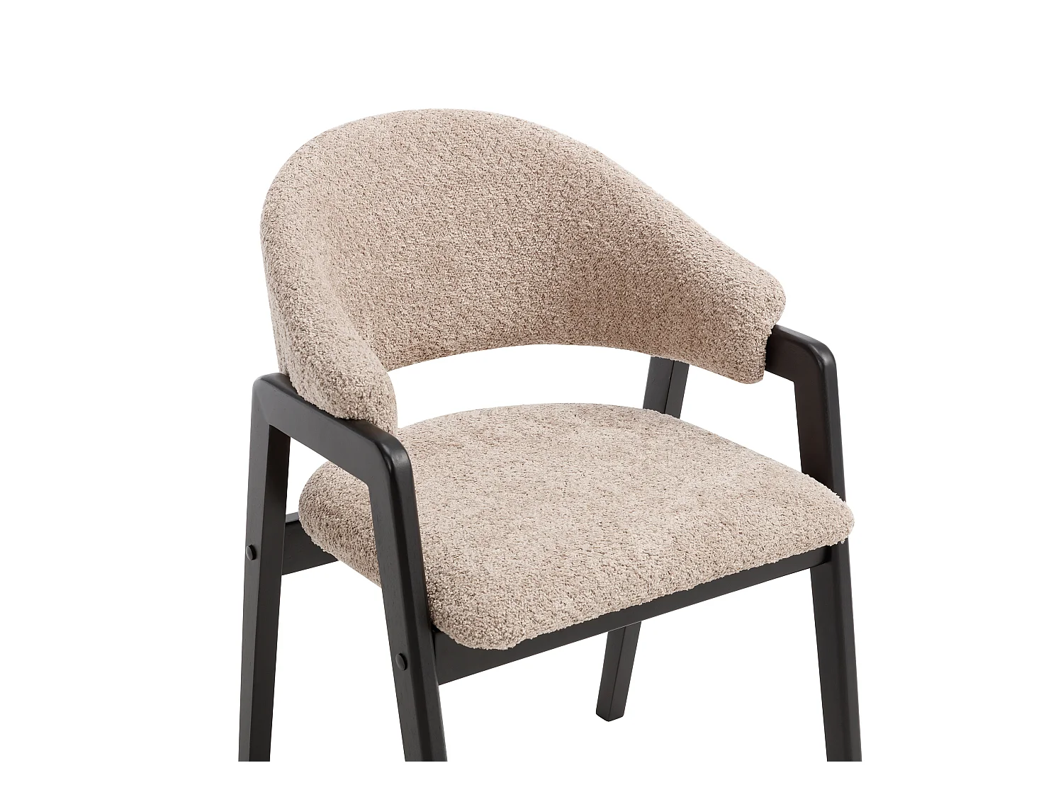 Sett med 2 stoler med armlener i buklémateriale og gummitrestol - Taupe og svart - SOLUNA