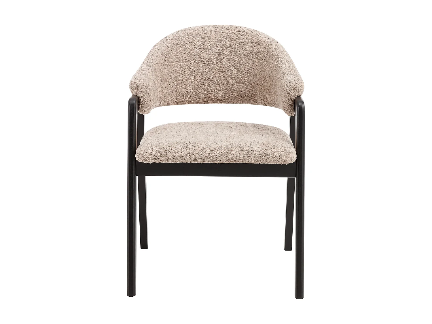 Set med 2 stolar med armstöd i bouclé-tyg och gummiträ - Taupe och svart - SOLUNA