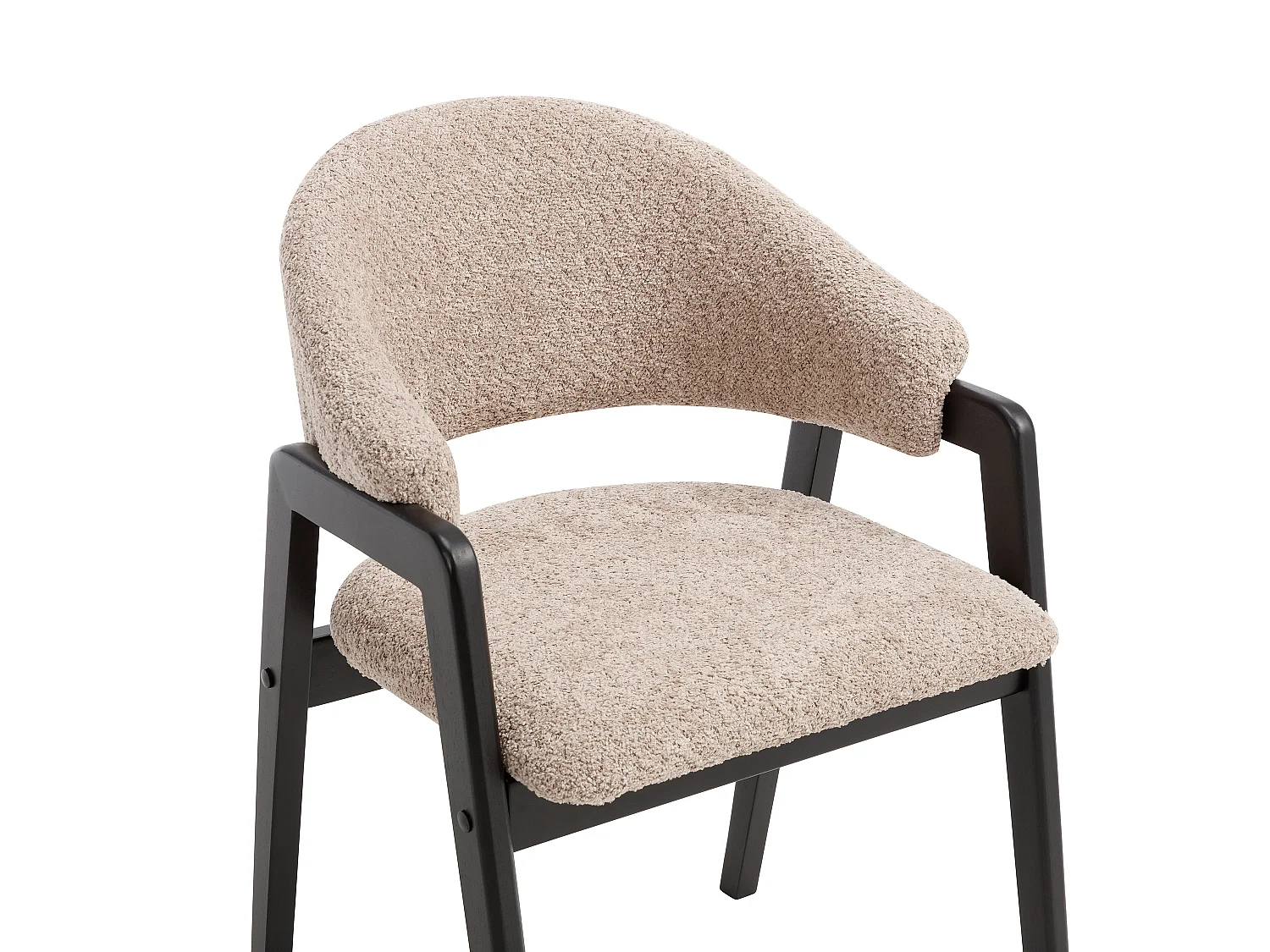 Set med 2 stolar med armstöd i bouclé-tyg och gummiträ - Taupe och svart - SOLUNA