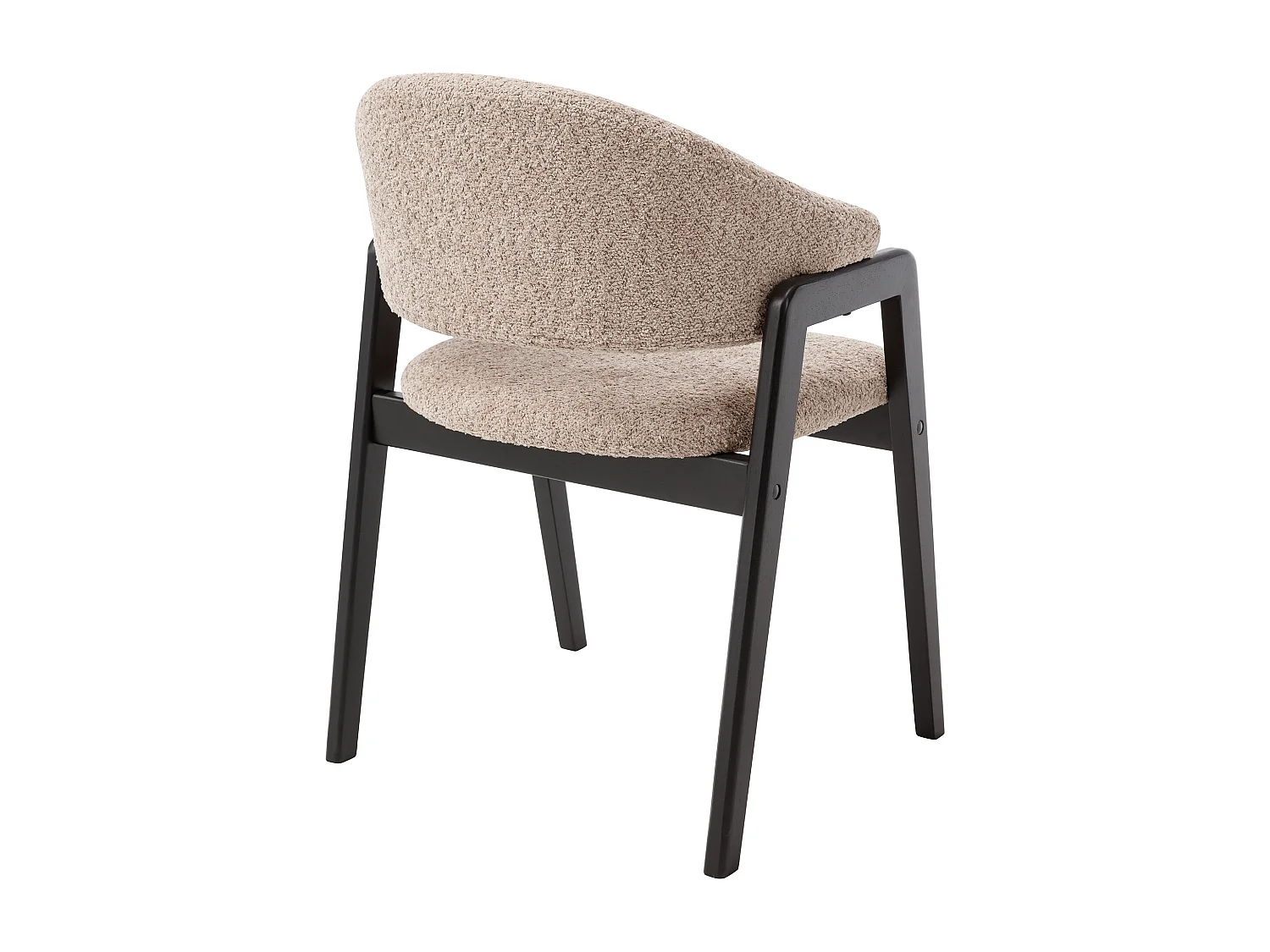 Set med 2 stolar med armstöd i bouclé-tyg och gummiträ - Taupe och svart - SOLUNA