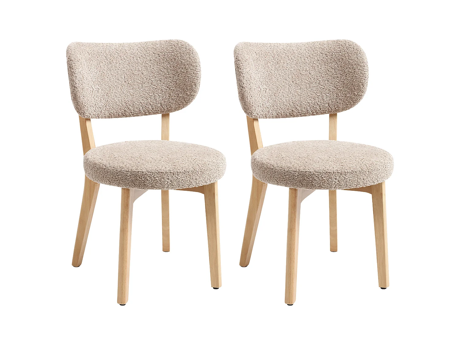 Sett med 2 stoler i bouclette-stoff og gummitre - Taupe - TORIEL