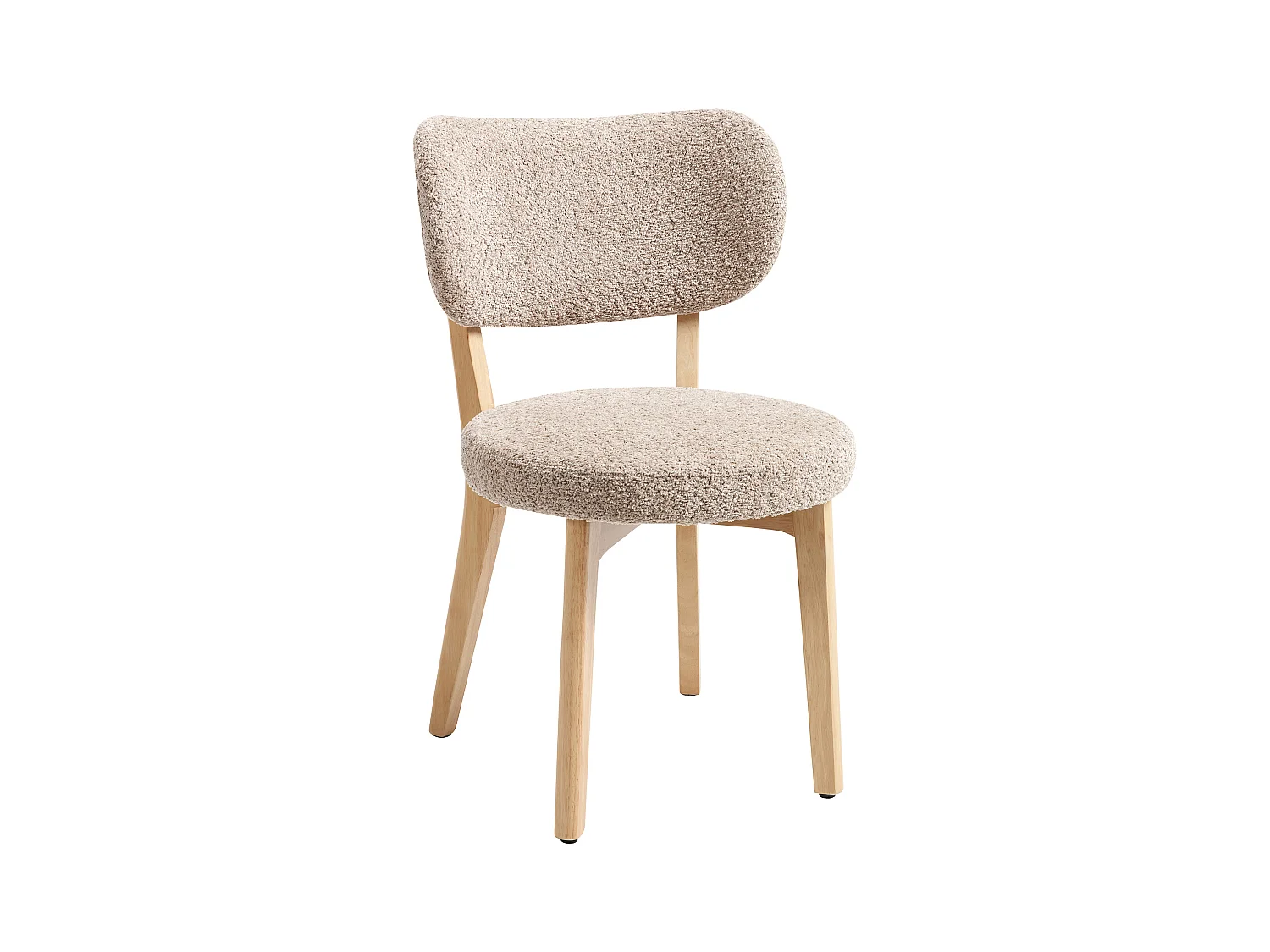 Sett med 2 stoler i bouclette-stoff og gummitre - Taupe - TORIEL