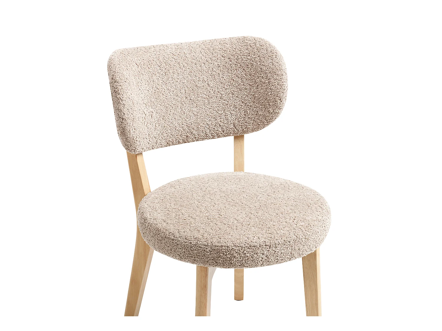 Sett med 2 stoler i bouclette-stoff og gummitre - Taupe - TORIEL