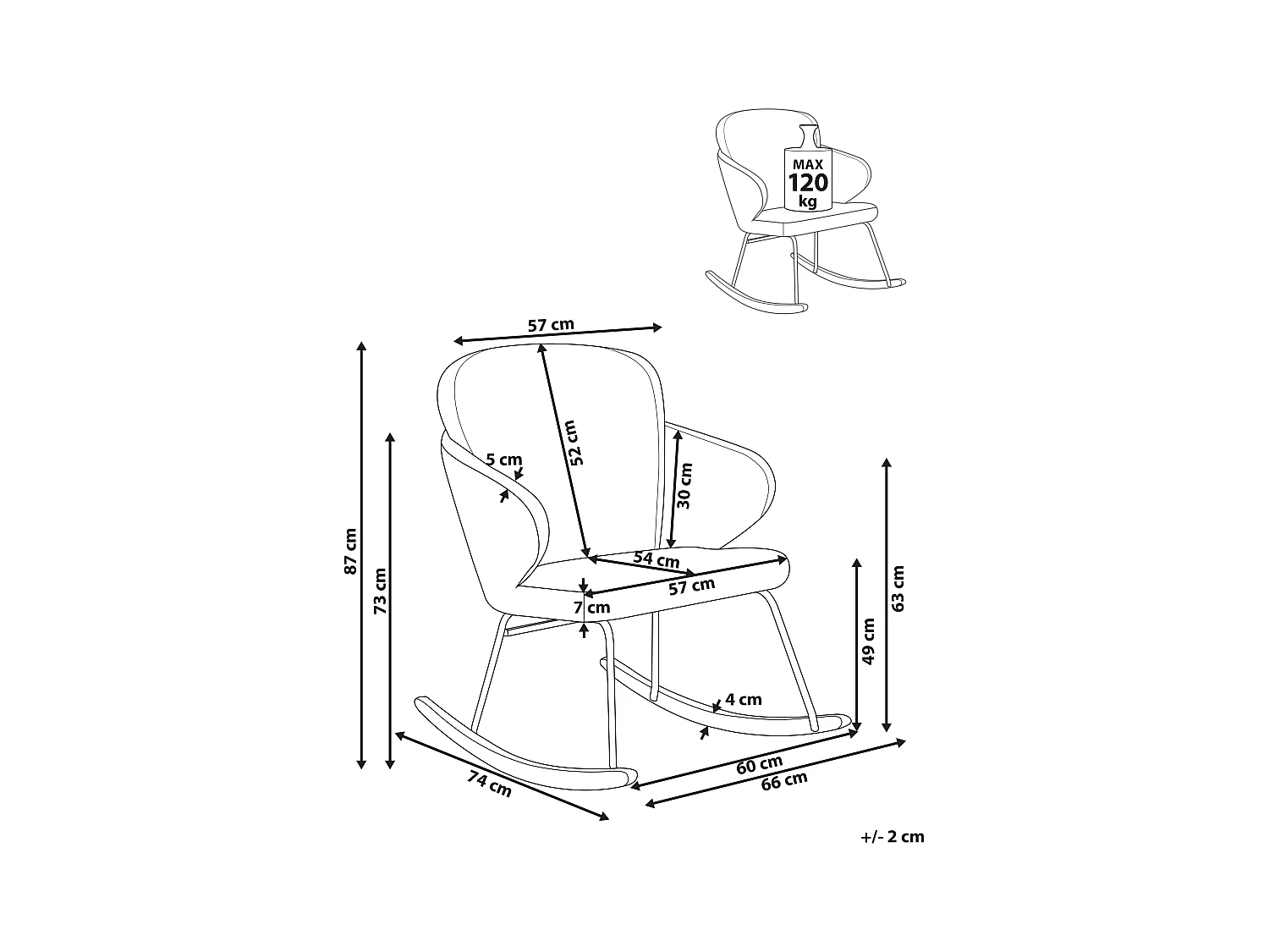 Fauteuil à bascule VIKEN Tissu Blanc cassé