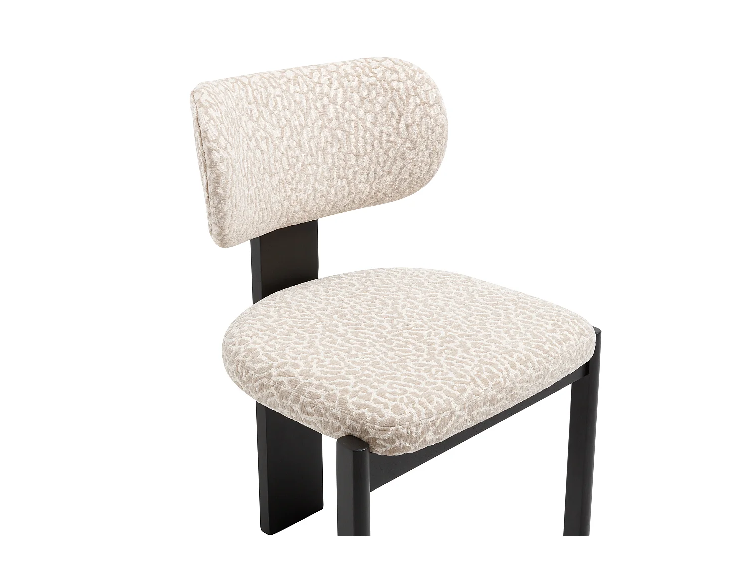 Lot de 2 chaises en tissu texturé bicolore et bois d'hévéa noir - Crème et beige - WILANA