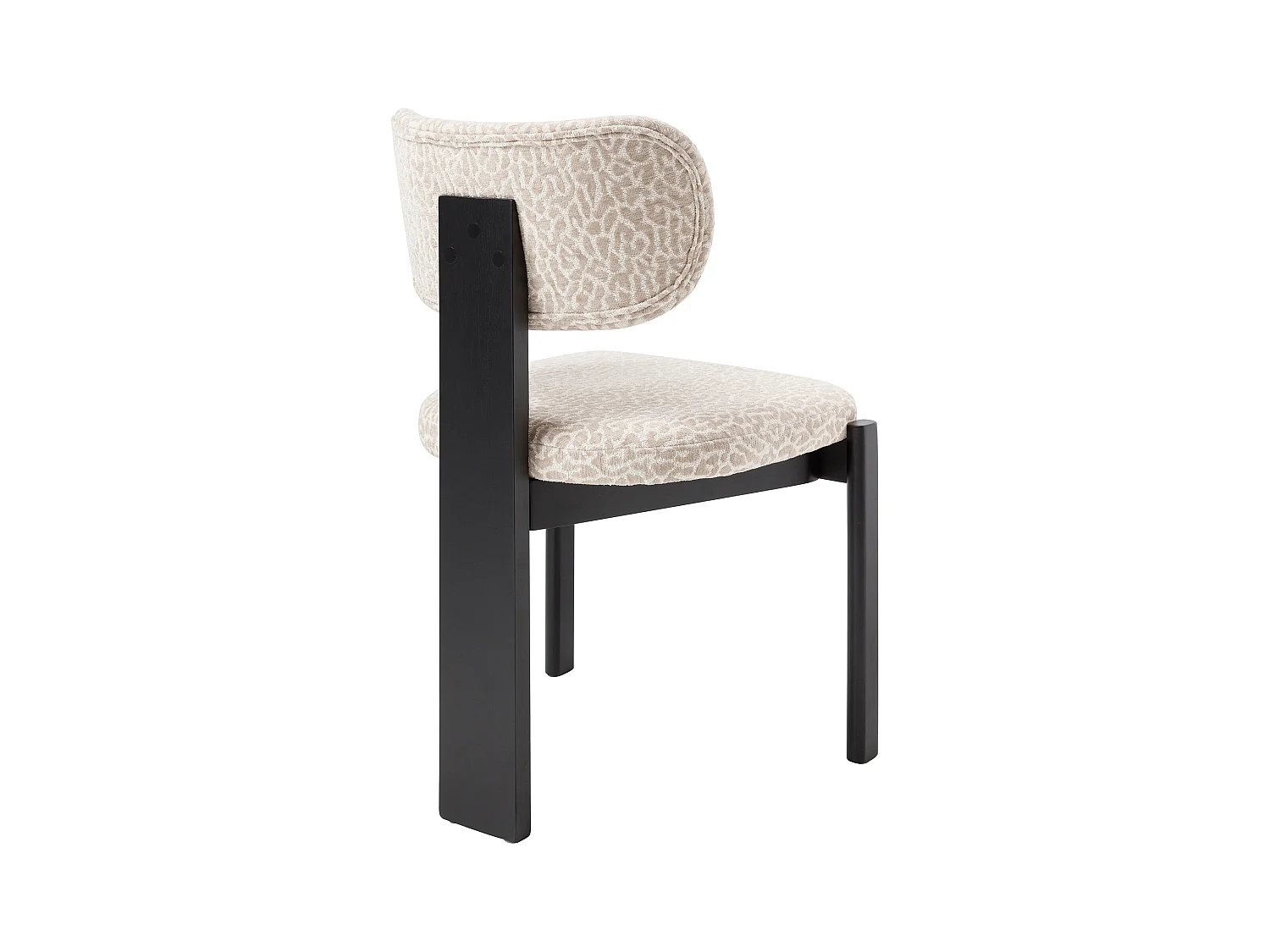 Lot de 2 chaises en tissu texturé bicolore et bois d'hévéa noir - Crème et beige - WILANA