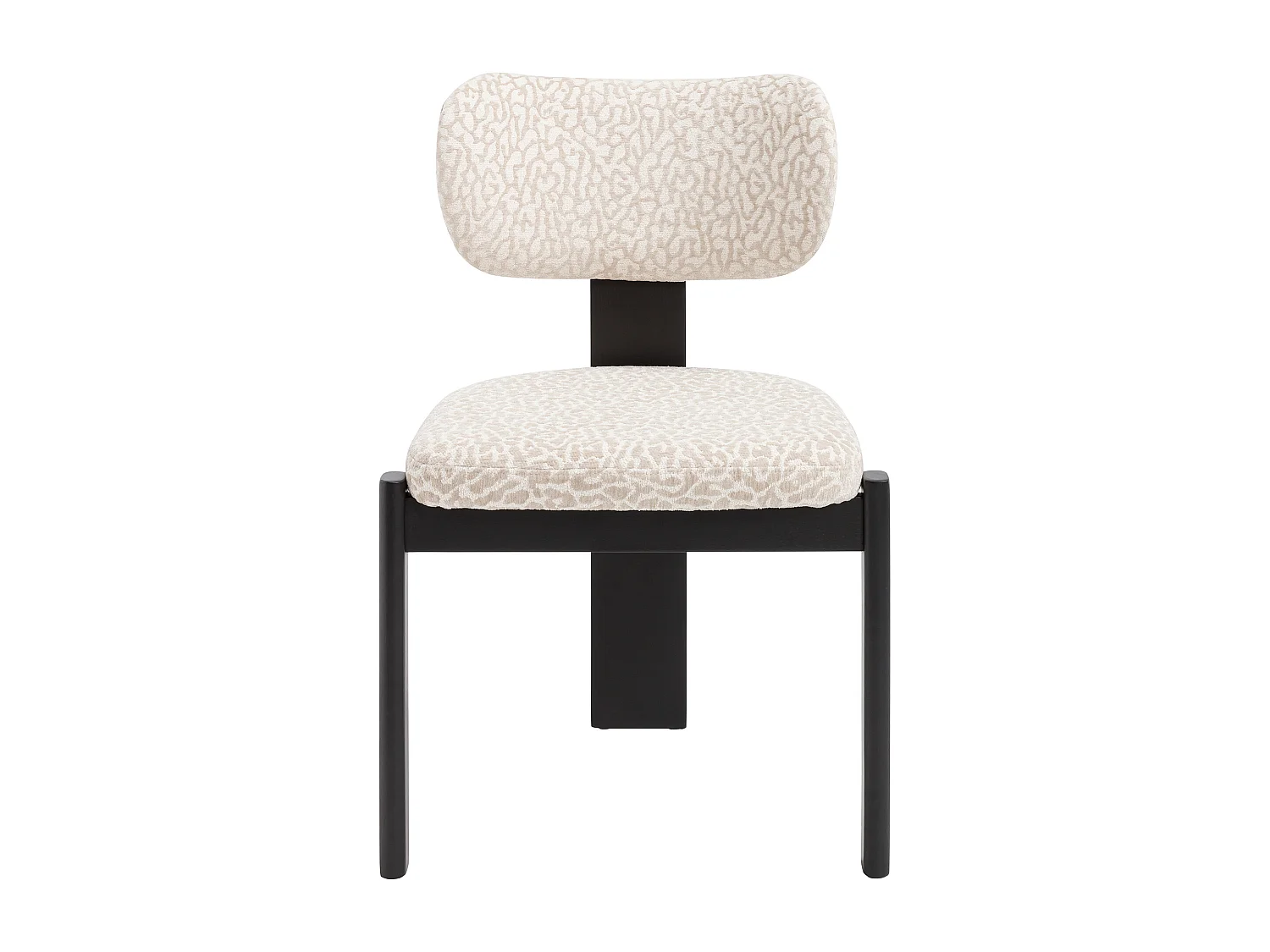 Set med 2 stolar i tvåfärgat texturerat tyg och svart gummiboksträ - Krämfärgad och beige - WILANA