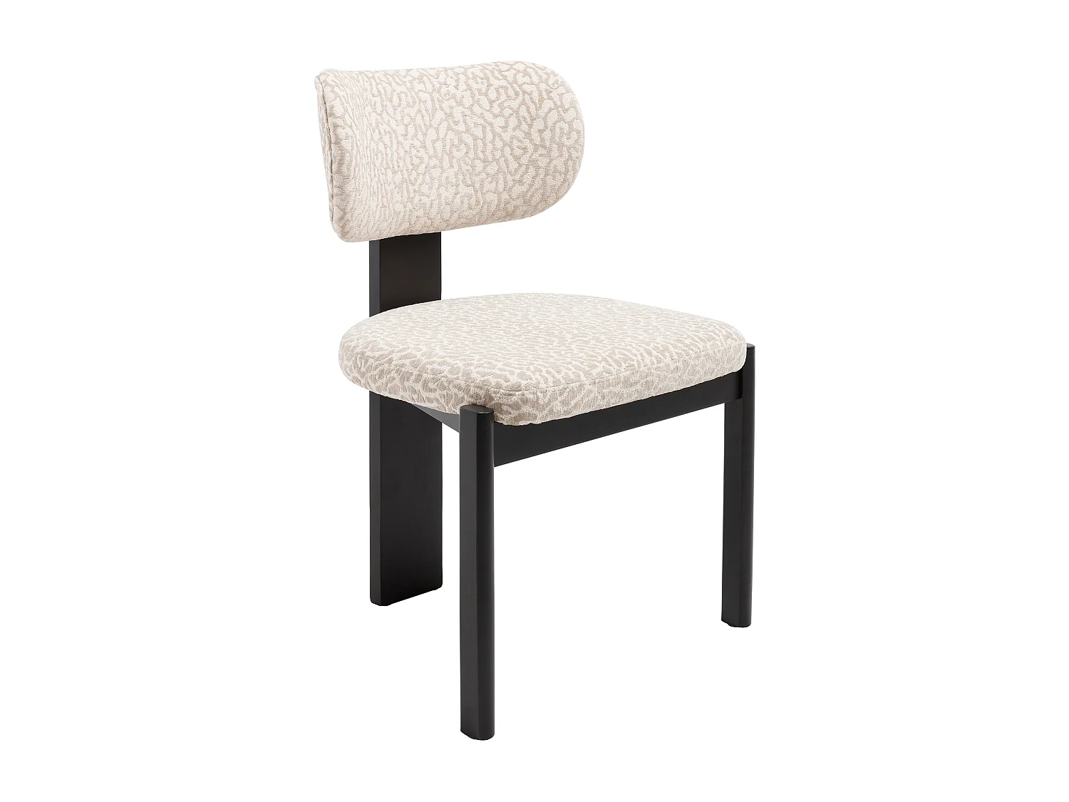 Set med 2 stolar i tvåfärgat texturerat tyg och svart gummiboksträ - Krämfärgad och beige - WILANA