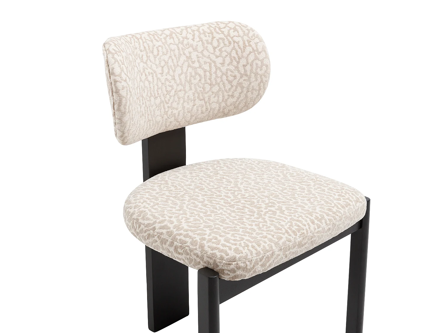 Set med 2 stolar i tvåfärgat texturerat tyg och svart gummiboksträ - Krämfärgad och beige - WILANA