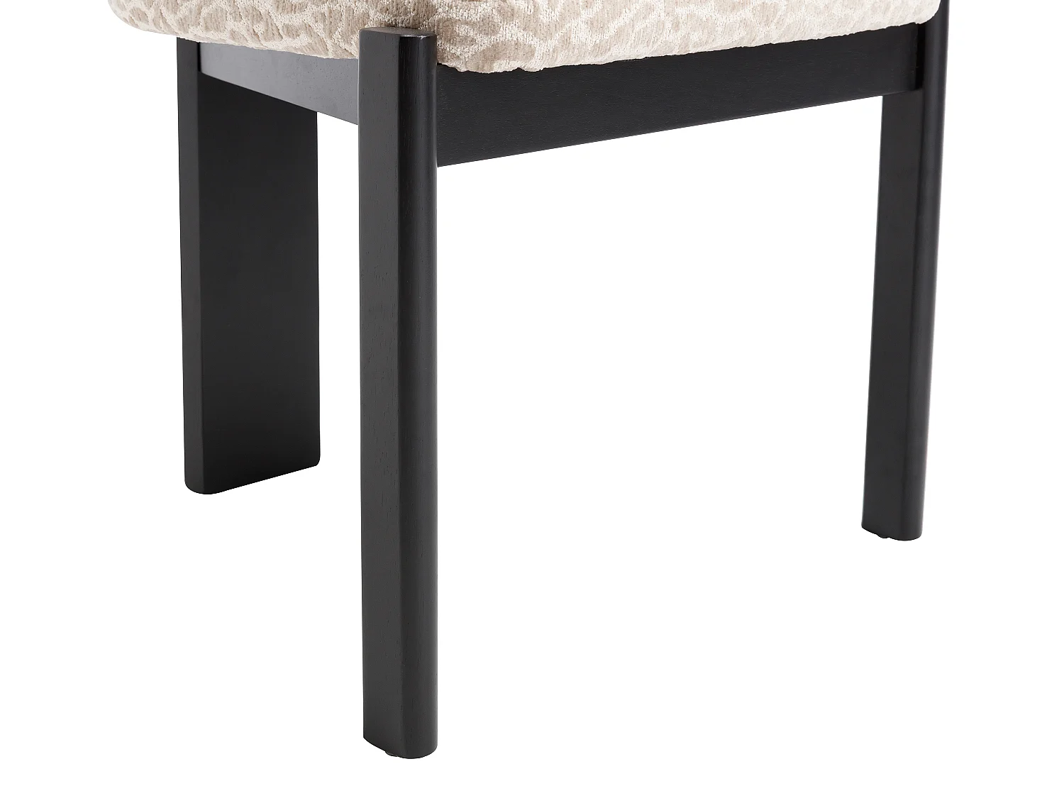 Set med 2 stolar i tvåfärgat texturerat tyg och svart gummiboksträ - Krämfärgad och beige - WILANA