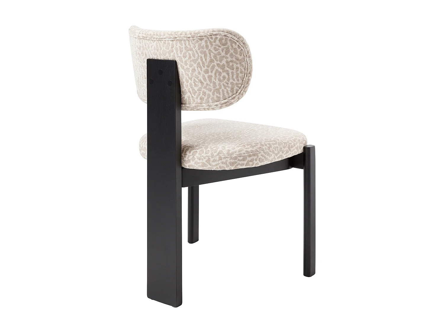 Set med 2 stolar i tvåfärgat texturerat tyg och svart gummiboksträ - Krämfärgad och beige - WILANA